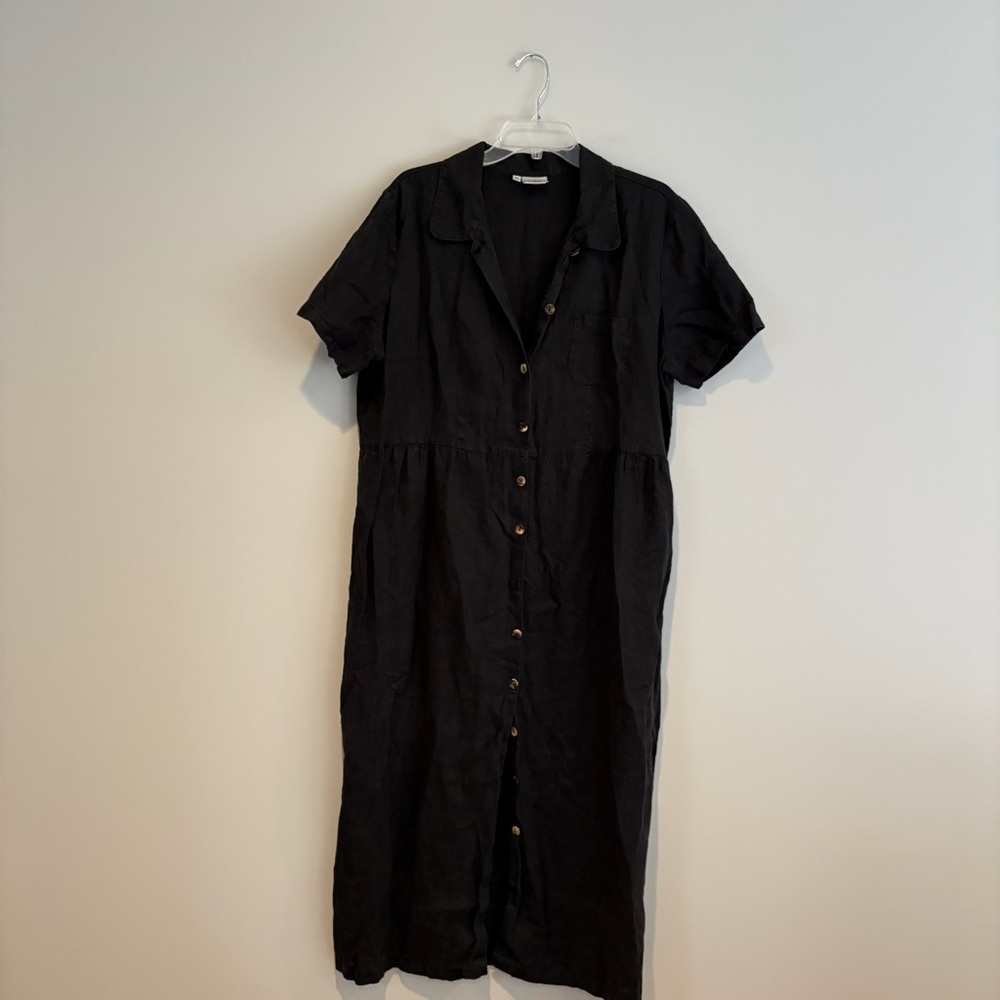 Match Made in the USA Black Midi Button Dress